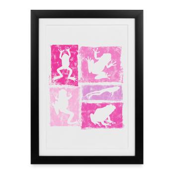Graphique rétro de grenouille pour femmes et filles - Affiche encadrée (27 × 37 cm) - noir - Devant