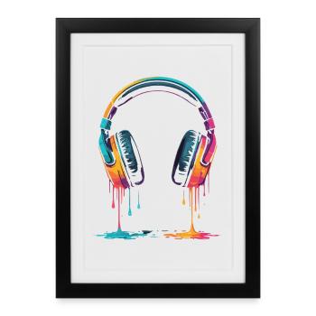 Casque couleur goutte à goutte Casque de jeu Gamer - Affiche encadrée (27 × 37 cm) - noir - Devant