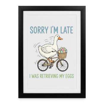 Livraison retardée d’œufs à vélo - Affiche encadrée (27 × 37 cm) - noir - Devant