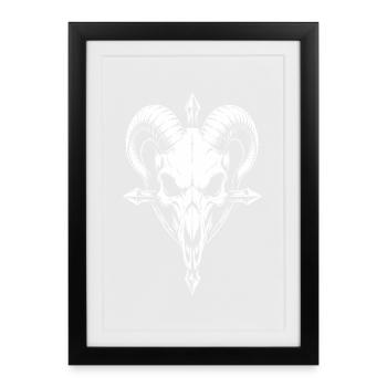 Skull with Horns Ram Skull - Framed poster (27 × 37 cm) - black - Front