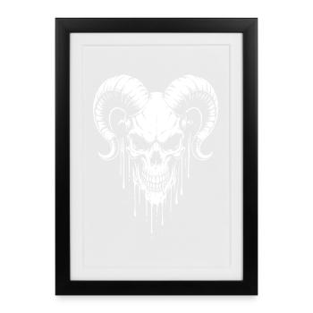 Skull with Horns Ram Skull - Framed poster (27 × 37 cm) - black - Front