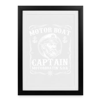Motor Boat Captain Motorboatin SOB Humor - Framed poster (27 × 37 cm) - black - Front