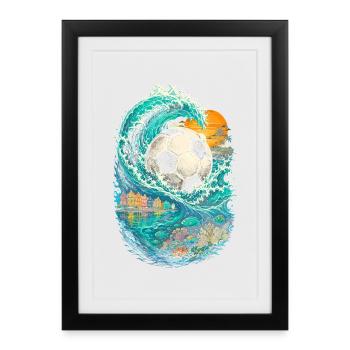 Curacao Wave with Football - Framed poster (27 × 37 cm) - black - Front