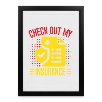 Agent d’assurance : Découvrez mon drôle d’assurance - Affiche encadrée (27 × 37 cm) - noir - Devant