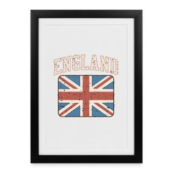 Drapeau anglais vintage - Affiche encadrée (27 × 37 cm) - noir - Devant