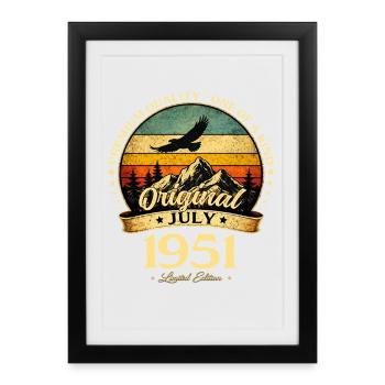 75th Birthday Gift Vintage July Vintage 1951 - Framed poster (27 × 37 cm) - black - Front