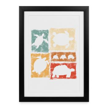 Turtles in Perspective Vintage Print - Framed poster (27 × 37 cm) - black - Front