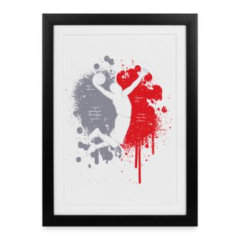 Joueurs de basket Joueurs de basketball Basketball - Affiche encadrée (27 × 37 cm) - noir - Devant