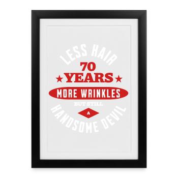 Drôle de 70e anniversaire beau diable - Affiche encadrée (27 × 37 cm) - noir - Devant