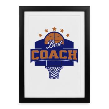 Beste Basketballtrainer-Sportarten - Gerahmtes Poster (27 × 37 cm) - Schwarz - Vorne