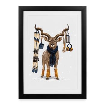Drôle de kudu pendant les vacances d’hiver - Affiche encadrée (27 × 37 cm) - noir - Devant