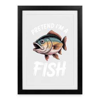 Poissons : Drôle de cadeau des Poissons - Affiche encadrée (27 × 37 cm) - noir - Devant