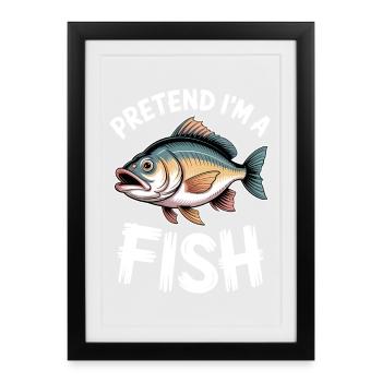 Poissons : Drôle de cadeau des Poissons - Affiche encadrée (27 × 37 cm) - noir - Devant