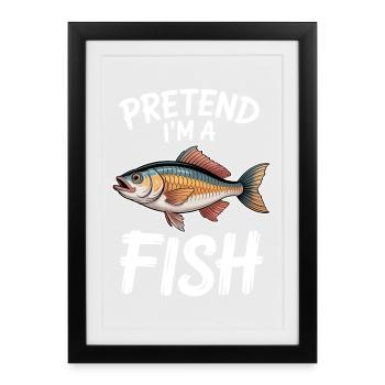 Poissons : Drôle de cadeau des Poissons - Affiche encadrée (27 × 37 cm) - noir - Devant