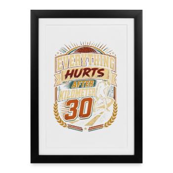 Marathon Marathon Courent Kilomètres : 30 - Affiche encadrée (27 × 37 cm) - noir - Devant