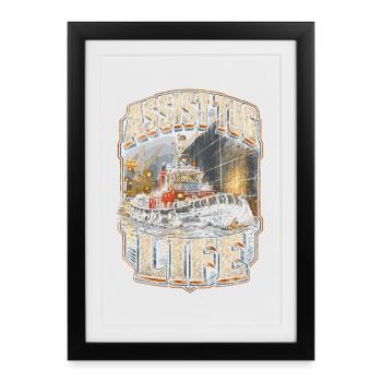 Tugboats Tug Assist Tug Life - Framed poster (27 × 37 cm) - black - Front
