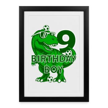 9 YEARS BIRTHDAY BOY FOOTBALL 9TH BIRTHDAY - Framed poster (27 × 37 cm) - black - Front