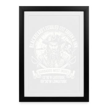 Graphique du pirate Barbe Noire à la Barbade - Affiche encadrée (27 × 37 cm) - noir - Devant