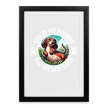 Dachshund Walk - Framed poster (27 × 37 cm) - black - Front