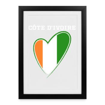 Ivory Coast Pride Cote D'Ivoire Heritage Elephant - Affiche encadrée (27 × 37 cm) - noir - Devant