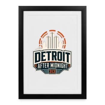 Insigne de Detroit après minuit - Affiche encadrée (27 × 37 cm) - noir - Devant