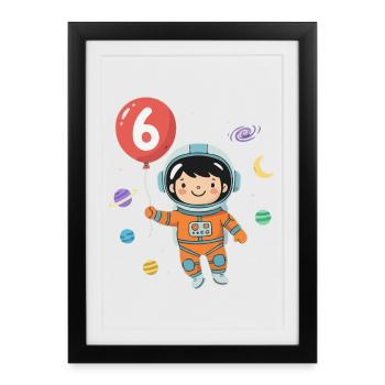 Balloon 6 Birthday Sixth Birthday Gift - Framed poster (27 × 37 cm) - black - Front
