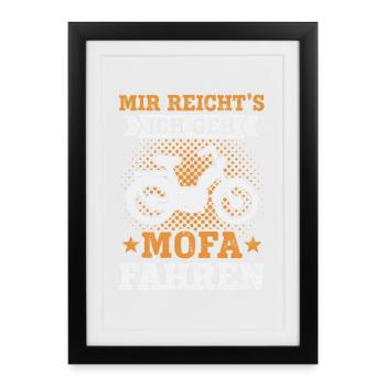 Mofa Moped Roller Mofafahrer Mofaroller - Gerahmtes Poster (27 × 37 cm) - Schwarz - Vorne