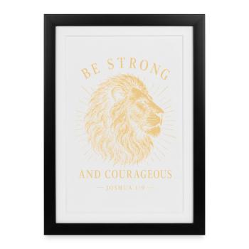 Lion Fort et Courageux - Affiche encadrée (27 × 37 cm) - noir - Devant