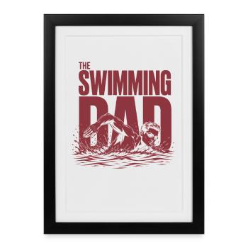Natation Papa Nageur Chemise Papa - Affiche encadrée (27 × 37 cm) - noir - Devant
