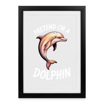 Dictons des dauphins Cadeau drôle de dauphin - Affiche encadrée (27 × 37 cm) - noir - Devant