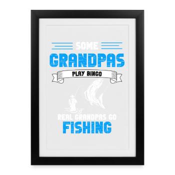 Les vrais grands-papys vont pêcher - Affiche encadrée (27 × 37 cm) - noir - Devant