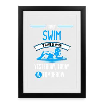 Natation 3 jours par semaine - Affiche encadrée (27 × 37 cm) - noir - Devant