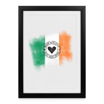 Drapeau irlandais | Design rétro Made With Love - Affiche encadrée (27 × 37 cm) - noir - Devant