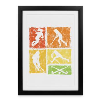 Hockey sur gazon Hockey en salle Hockey féminin Filles - Affiche encadrée (27 × 37 cm) - noir - Devant