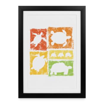 Turtle in Perspective Retro Graphic - Framed poster (27 × 37 cm) - black - Front