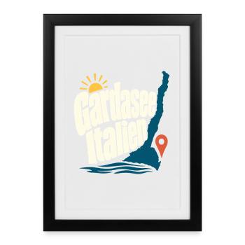Gardasee Italien Lake Garda Travel Souvenir Statem - Framed poster (27 × 37 cm) - black - Front