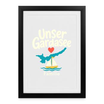 Unser Gardasee Familie, Lake Garda Family Keepsake - Framed poster (27 × 37 cm) - black - Front