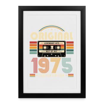 Cadeau d’anniversaire 51 Millésime Juillet 1975 - Affiche encadrée (27 × 37 cm) - noir - Devant