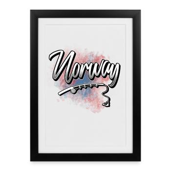 Canne à pêche norvégienne - Affiche encadrée (27 × 37 cm) - noir - Devant