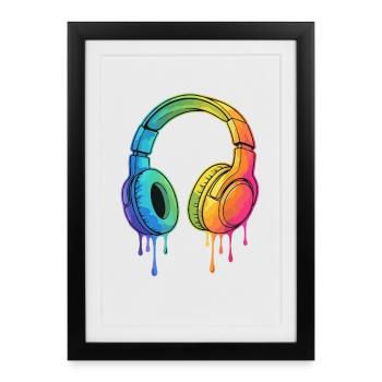 Graffiti Headphones Gaming Gamer - Framed poster (27 × 37 cm) - black - Front