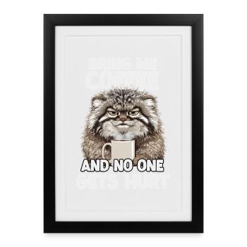 Pallas Cat Manul Humour T Pallas Cats - Affiche encadrée (27 × 37 cm) - noir - Devant