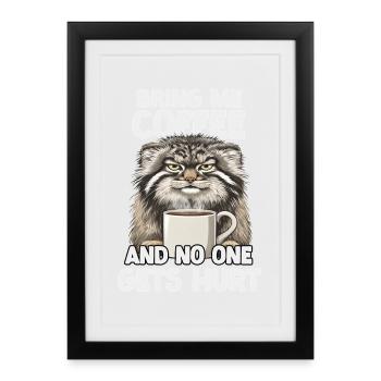 Slogan du café du chat de Pallas T | Matins bougons - Affiche encadrée (27 × 37 cm) - noir - Devant