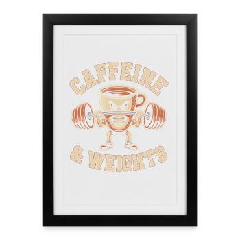 Entraînement en force Caféine et musculation Salle de musculation - Affiche encadrée (27 × 37 cm) - noir - Devant