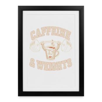 Entraînement en force Caféine et musculation Salle de musculation - Affiche encadrée (27 × 37 cm) - noir - Devant