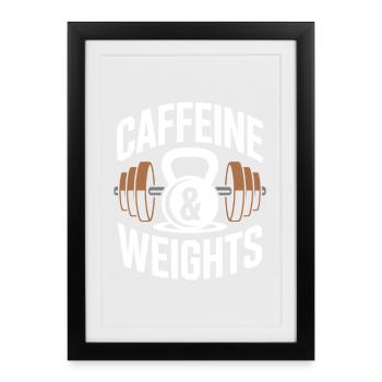 Entraînement en force Caféine et musculation Salle de musculation - Affiche encadrée (27 × 37 cm) - noir - Devant