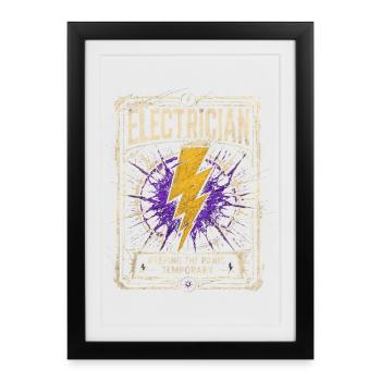 Funny Electrician Quote Retro Workshop Design - Framed poster (27 × 37 cm) - black - Front