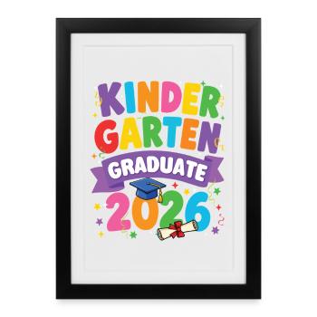 Diplômé de la maternelle 2026 Diplômé - Affiche encadrée (27 × 37 cm) - noir - Devant