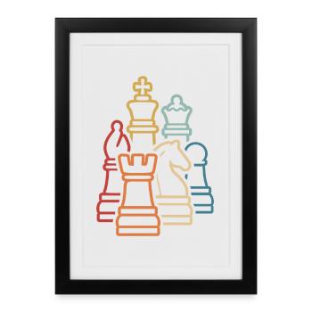 Chess Retro Chess Pieces Chess Player - Framed poster (27 × 37 cm) - black - Front