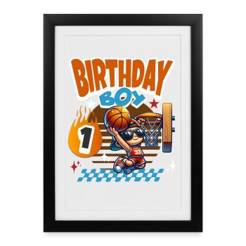 1st Birthday Basketball Gift - Framed poster (27 × 37 cm) - black - Front