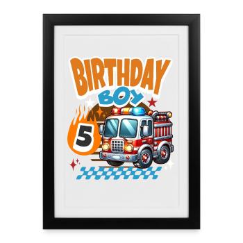 Pompiers du 5e anniversaire - Affiche encadrée (27 × 37 cm) - noir - Devant